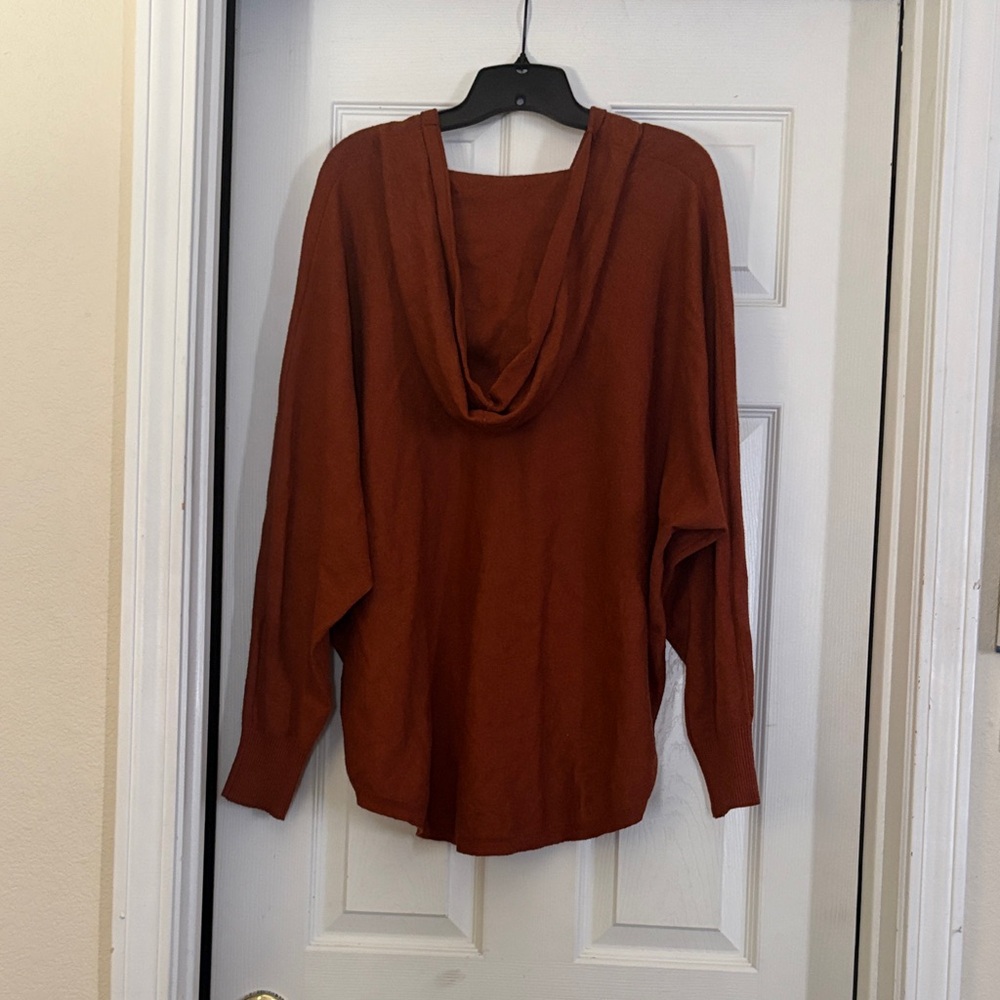 Adrienne Vittadini V-Neck Sweater/Hoodie in Rust - Picture 5 of 5